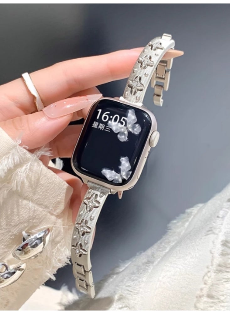 Watch Strap Advanced Metal Replacement Strap Bracelet Star Silver For iwatch S10 【42mm】 - Image 1